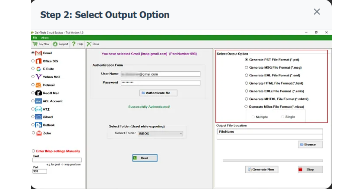 GainTools Yahoo Backup Tool Screenshot