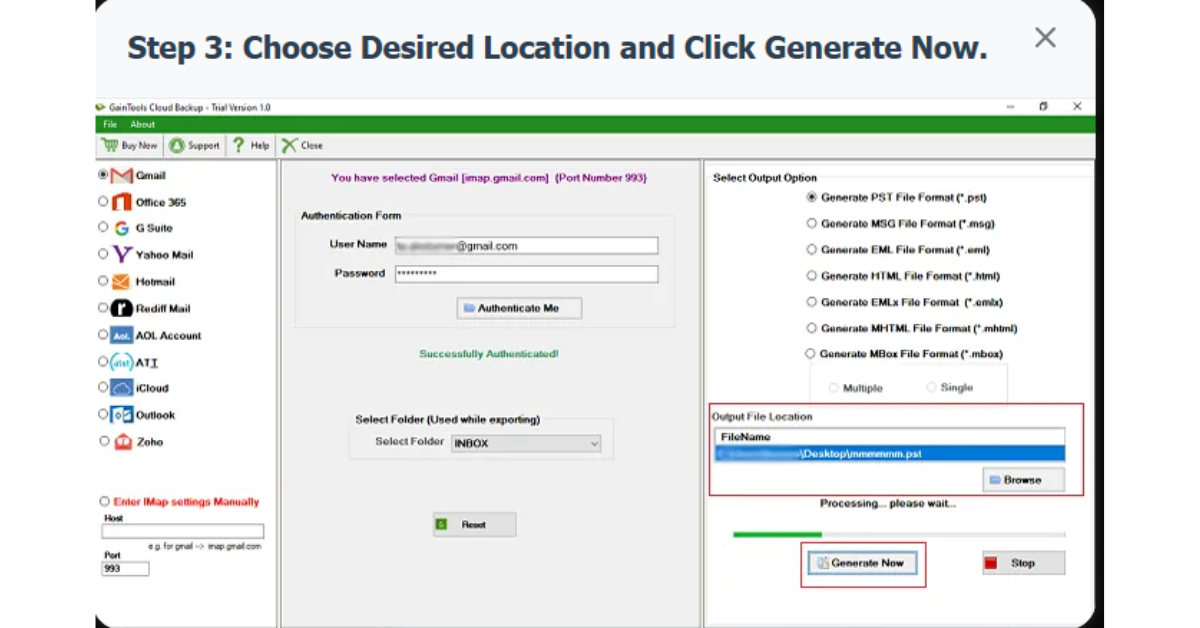 GainTools Yahoo Backup Tool Screenshot