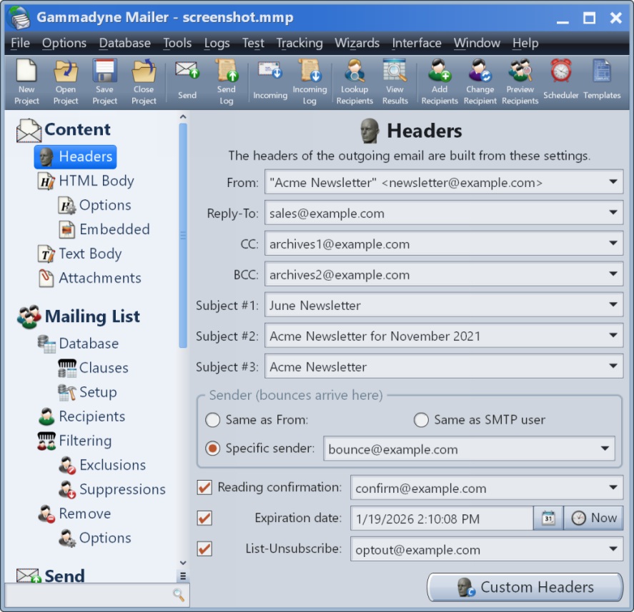 Gammadyne Mailer Screenshot