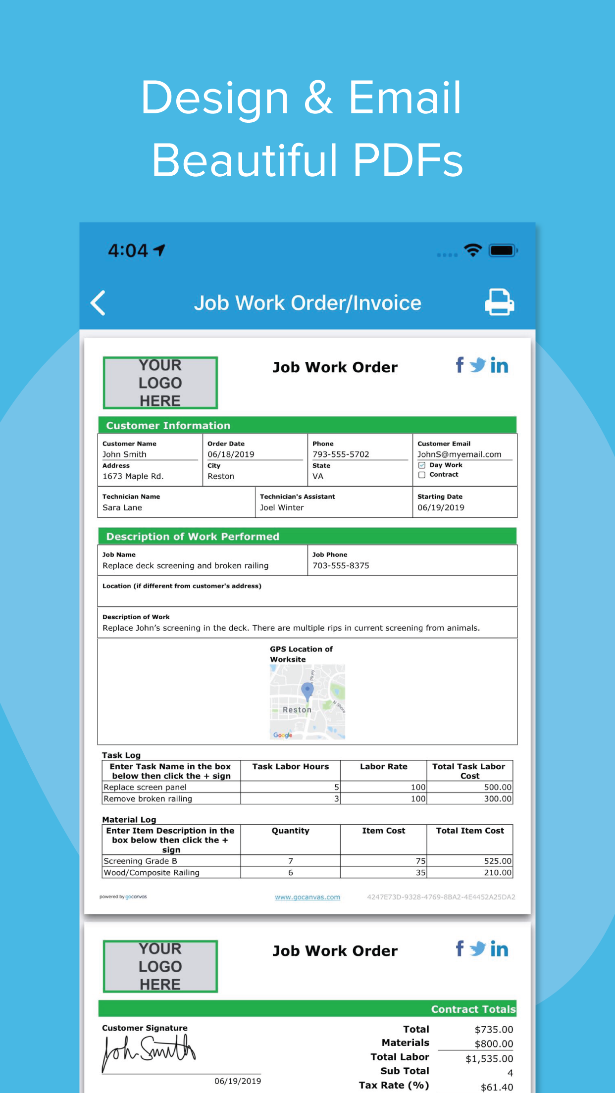 GoCanvas Screenshot