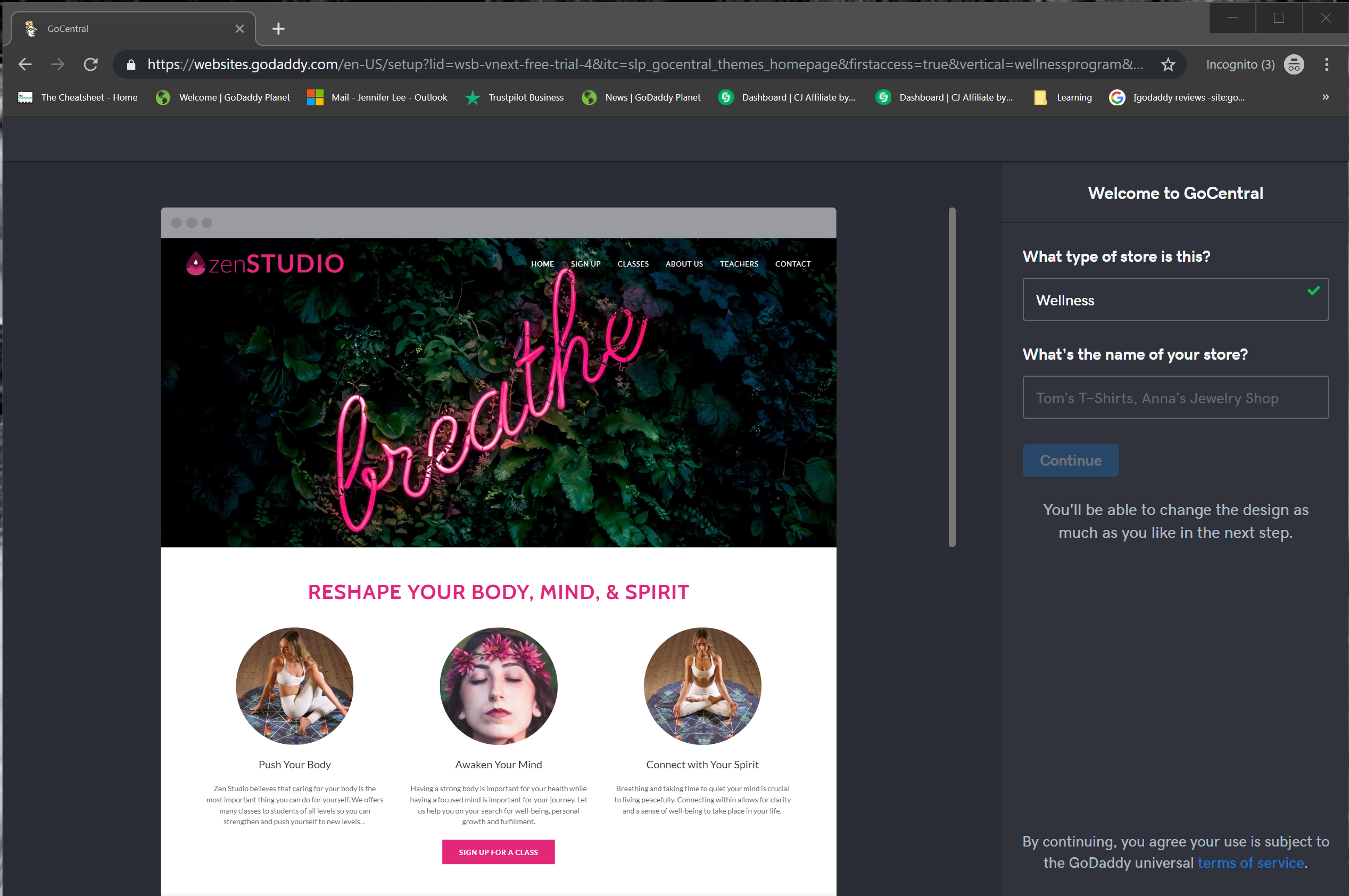 GoDaddy Website Builder Screenshot
