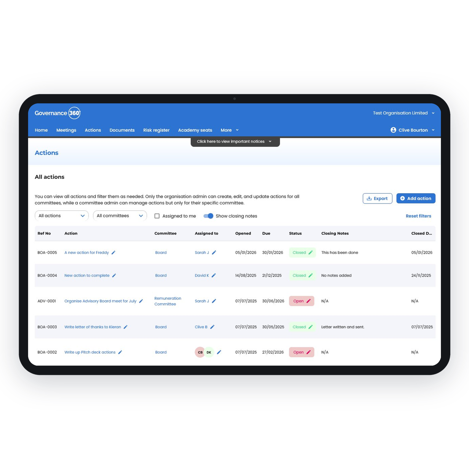 Governance360 Screenshot