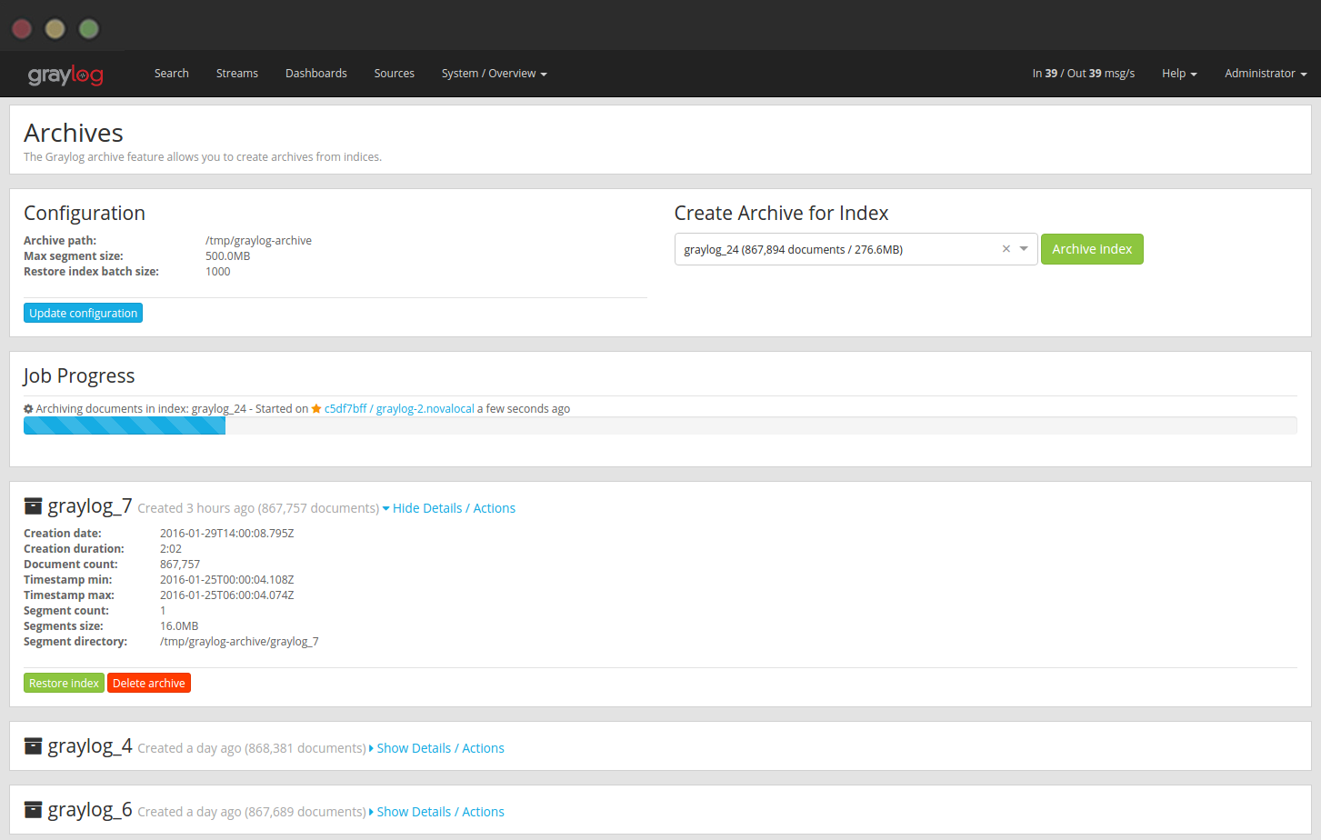 Graylog Screenshot