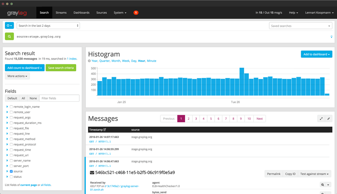 Graylog Screenshot