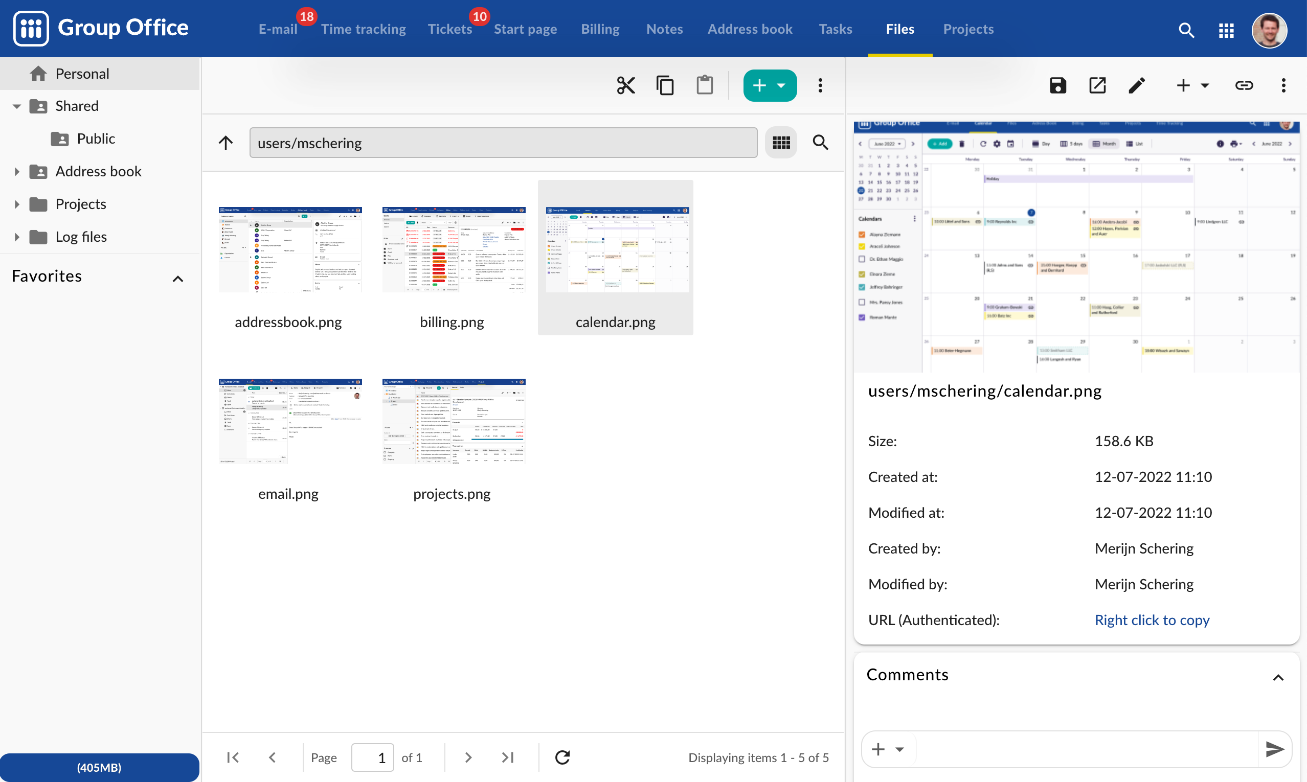 GroupOffice Screenshot