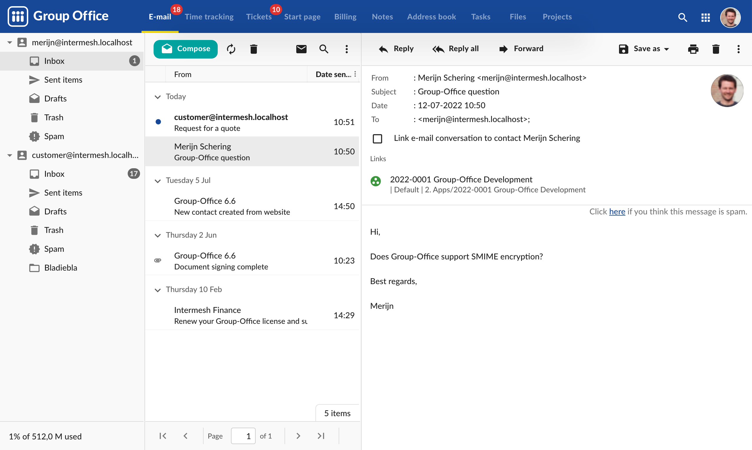 GroupOffice Screenshot