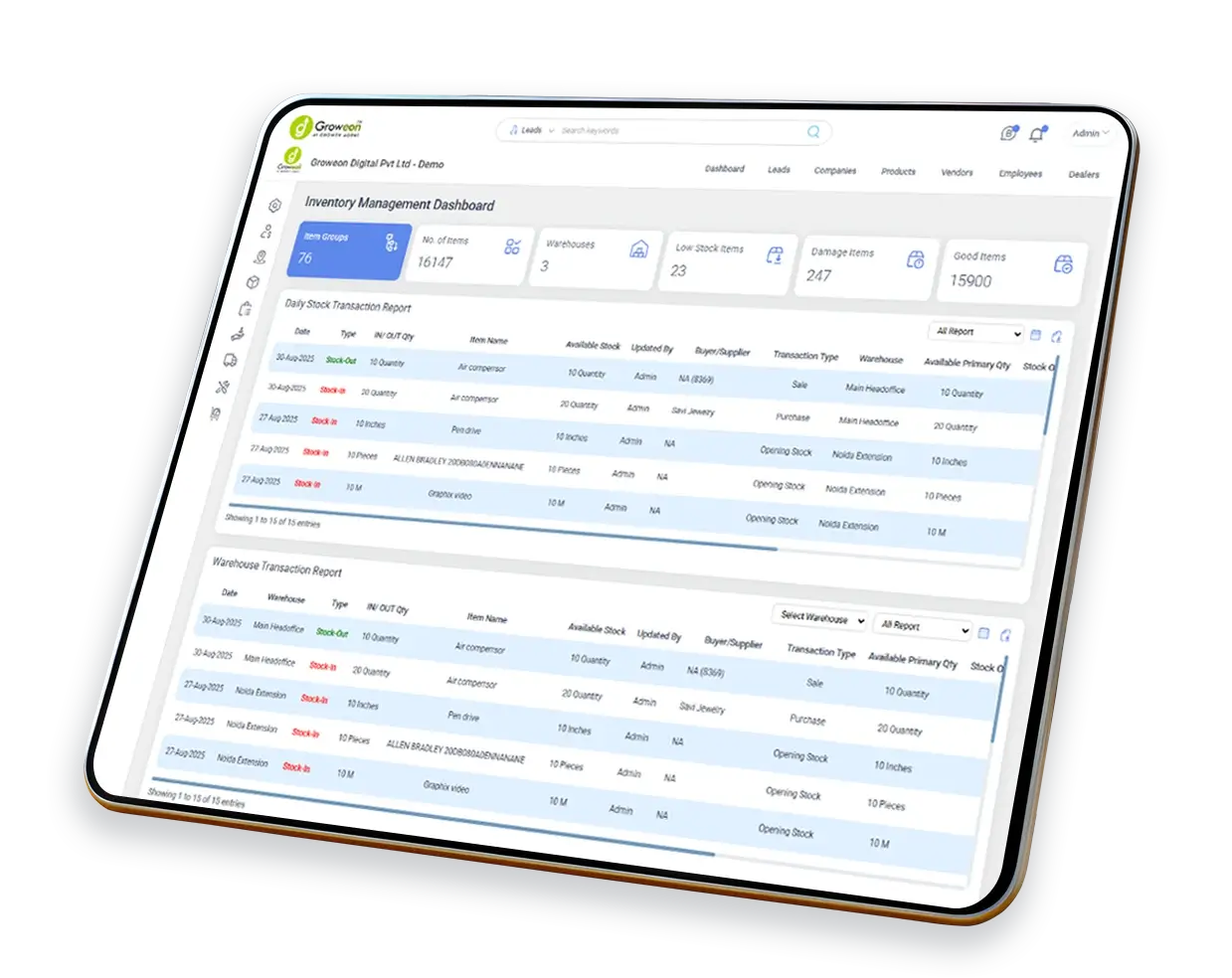 Groweon CRM Screenshot