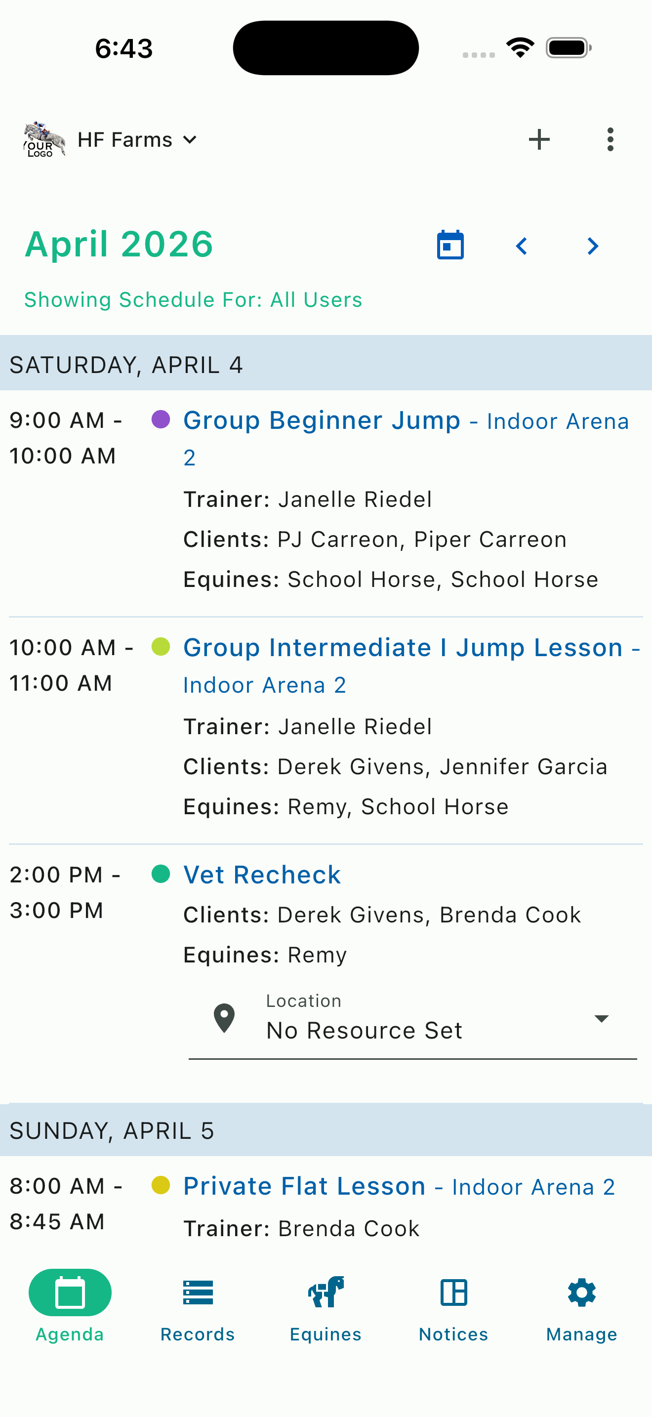 HayNet Stable Management System Screenshot