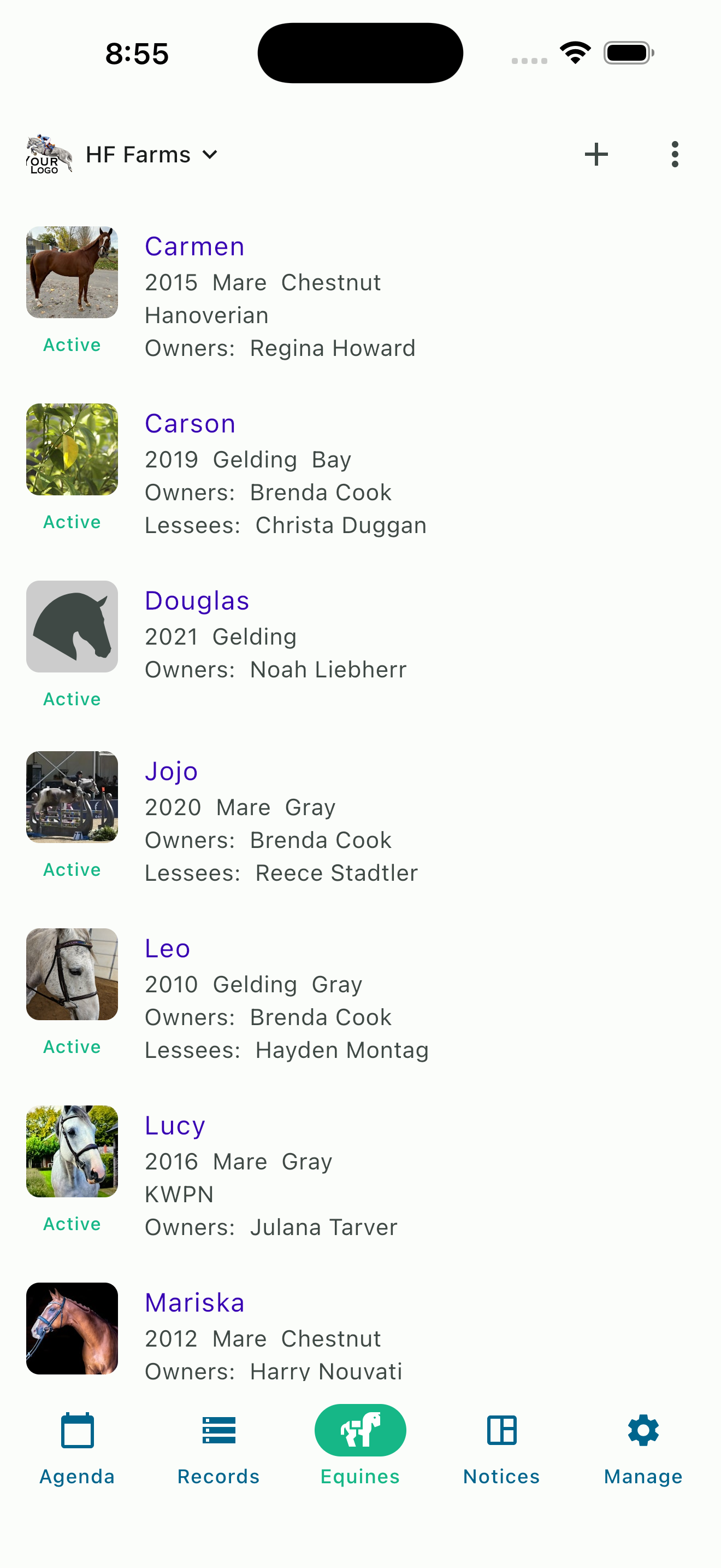 HayNet Stable Management System Screenshot