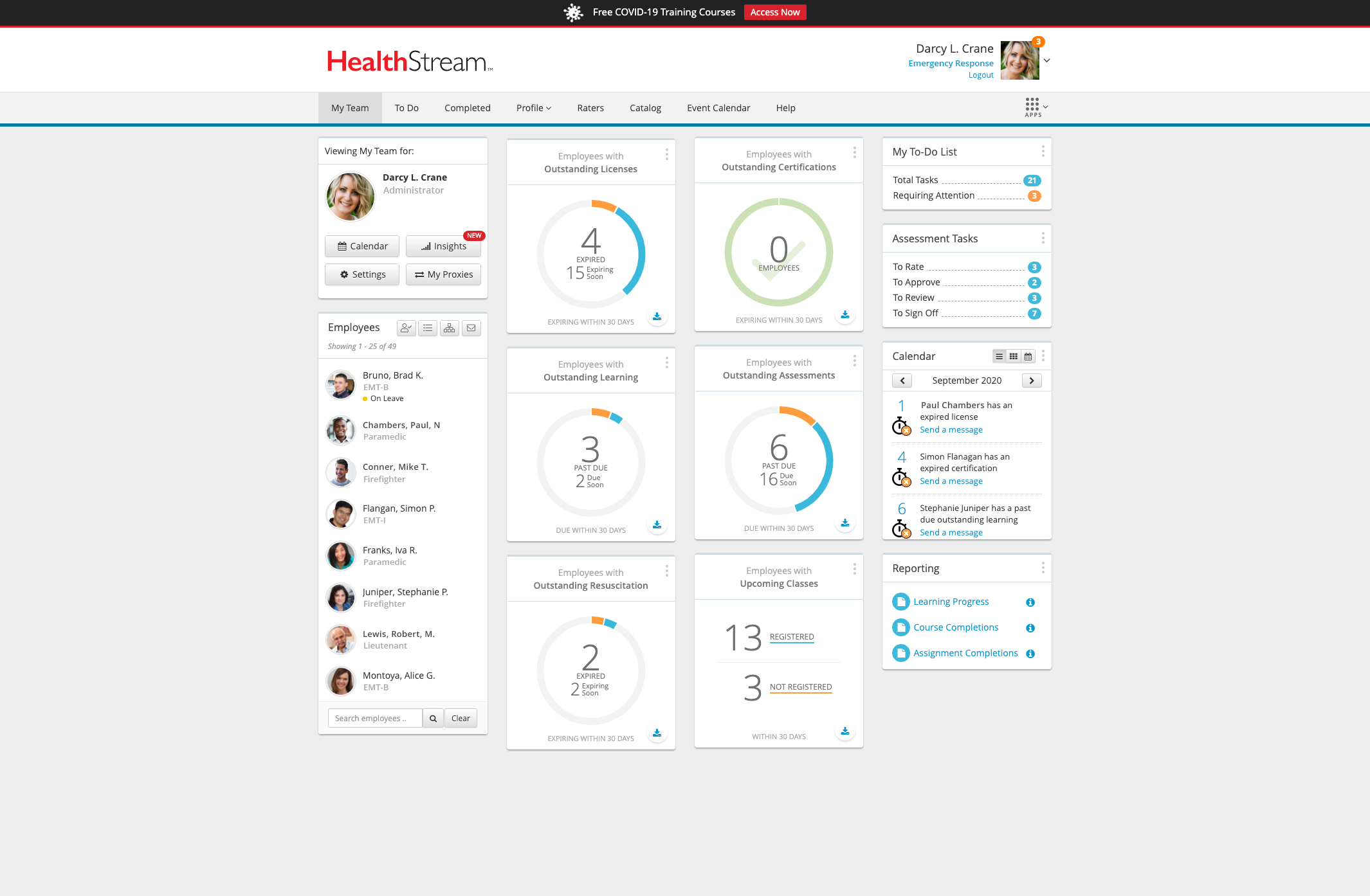 HealthStream Learning Screenshot
