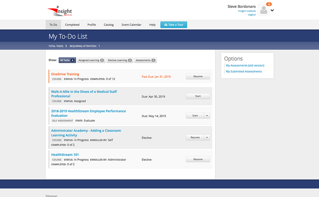 HealthStream Learning Screenshot