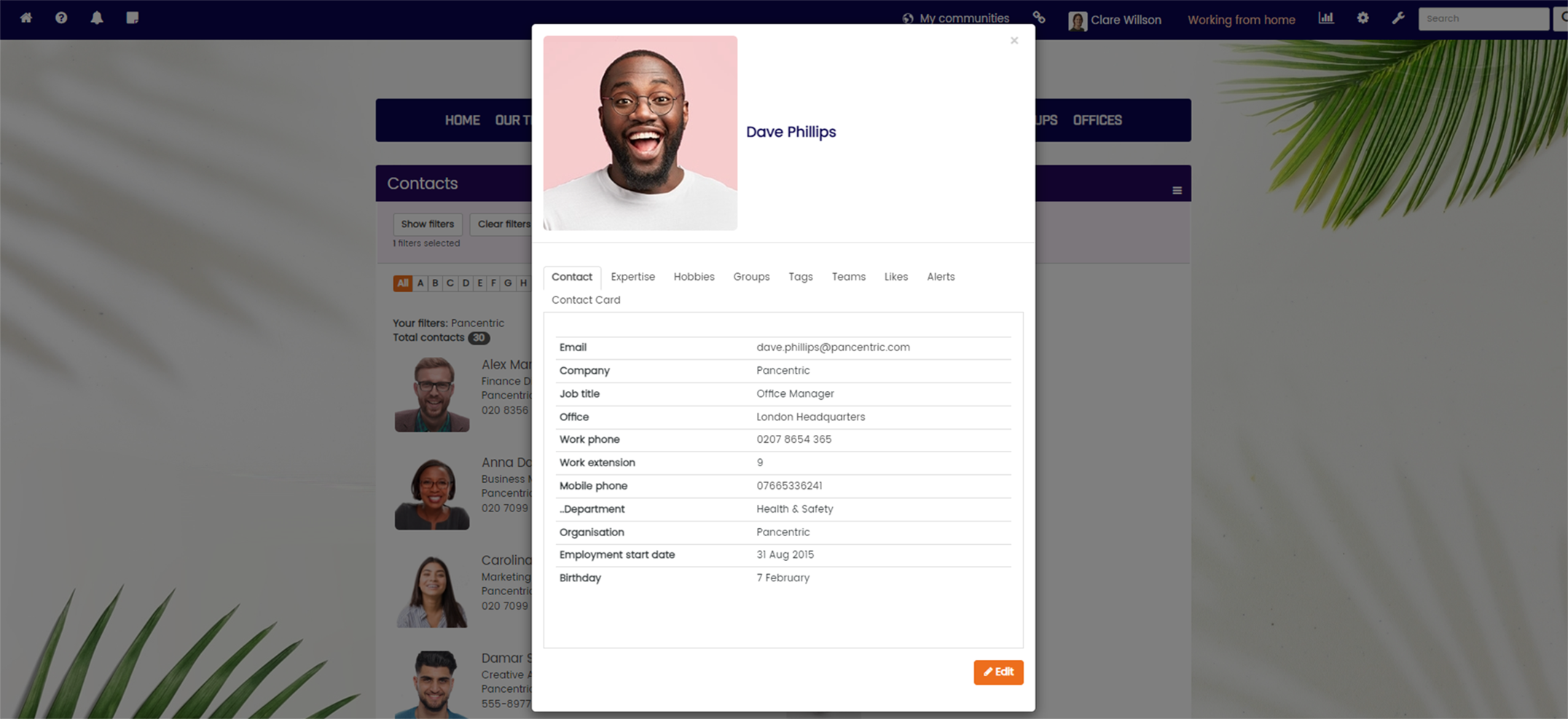 Hub Intranet Screenshot
