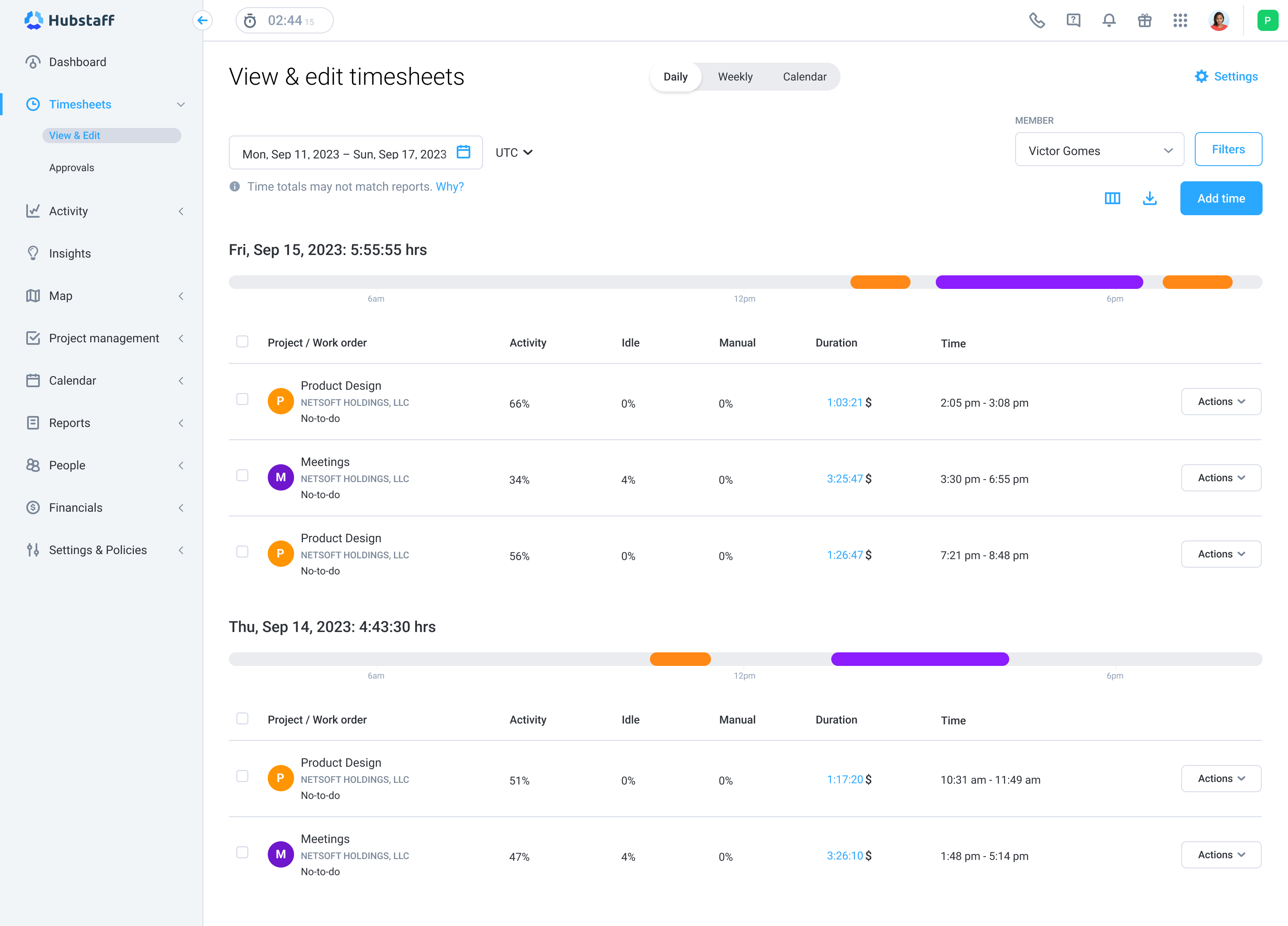 Hubstaff Screenshot