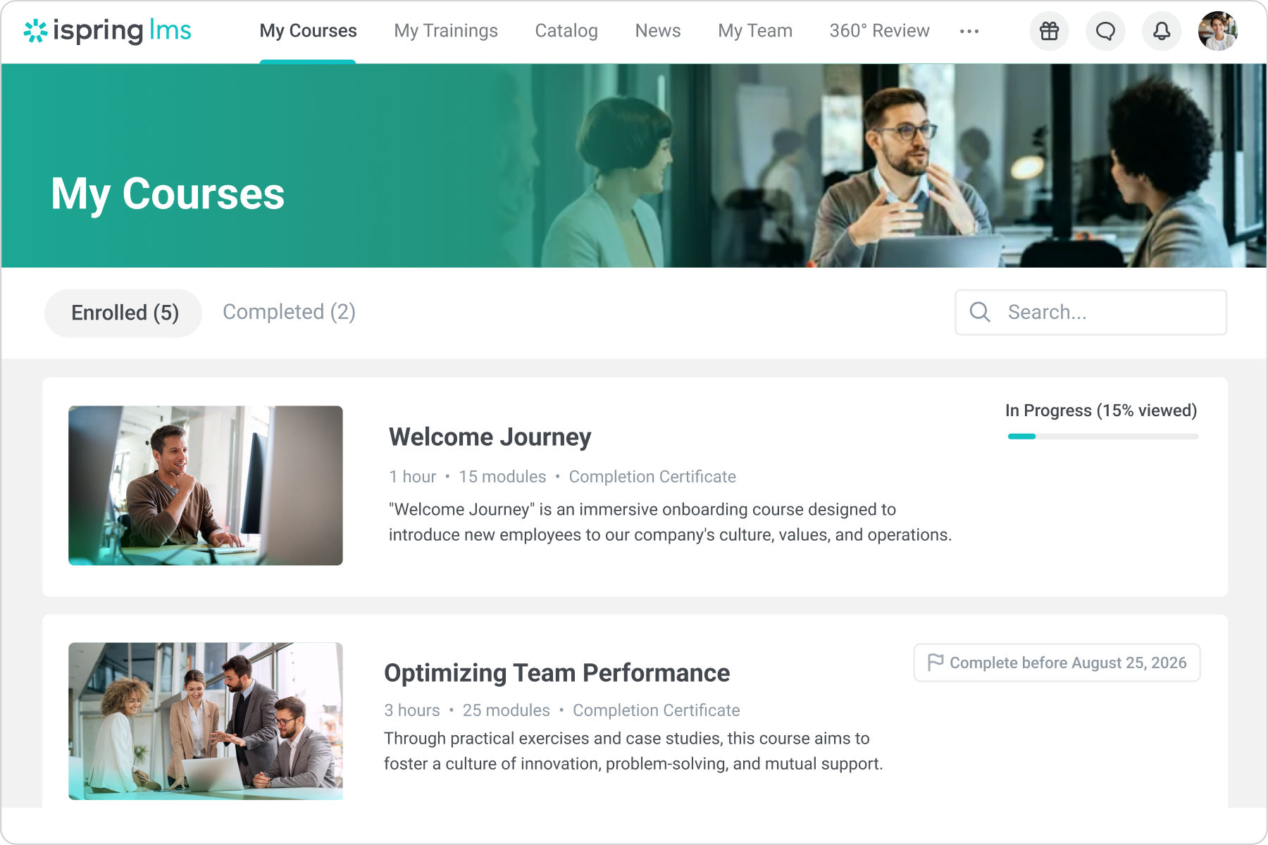 iSpring LMS Screenshot