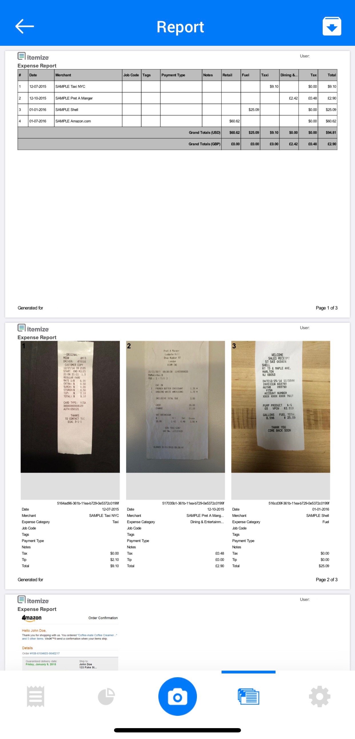Itemize Screenshot