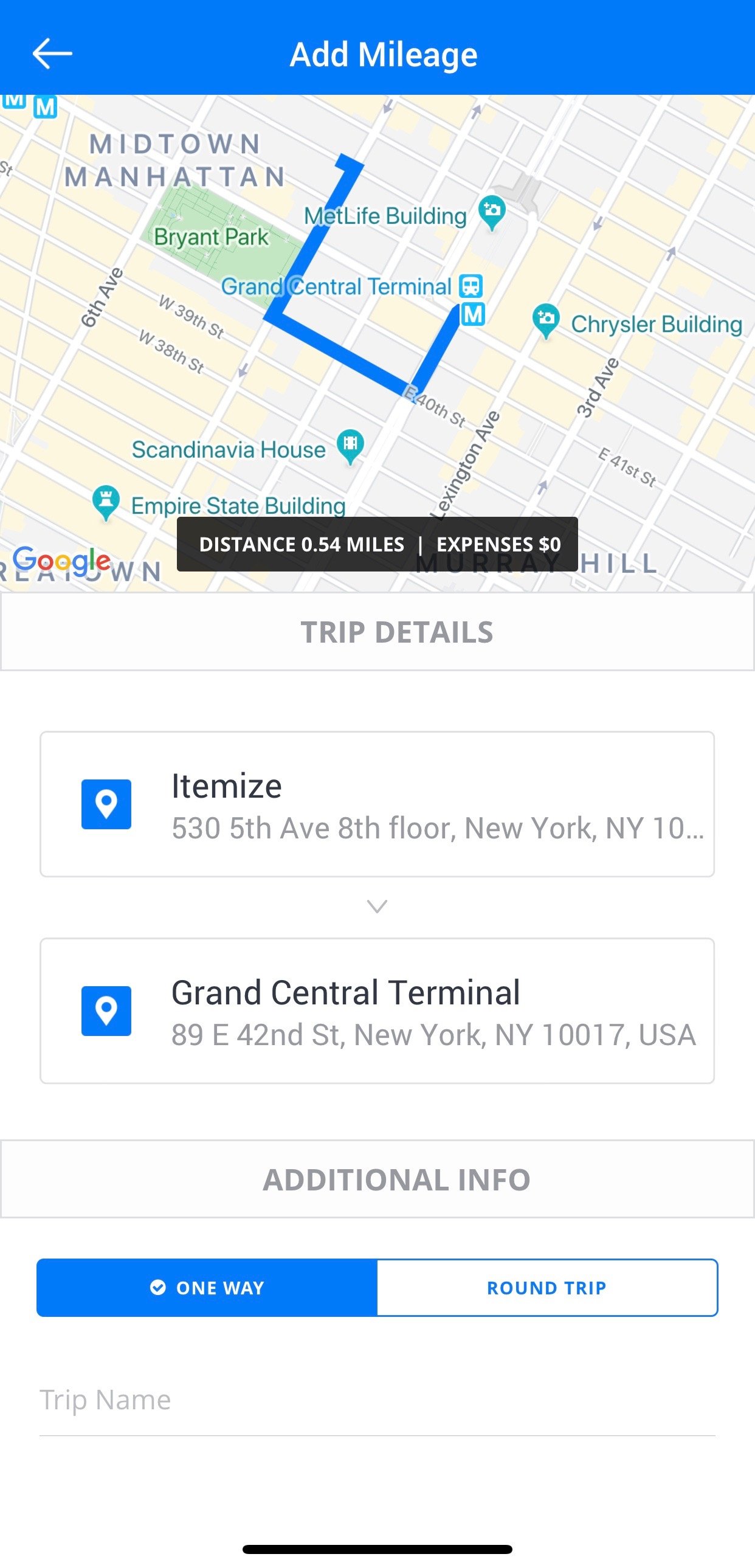 Itemize Screenshot