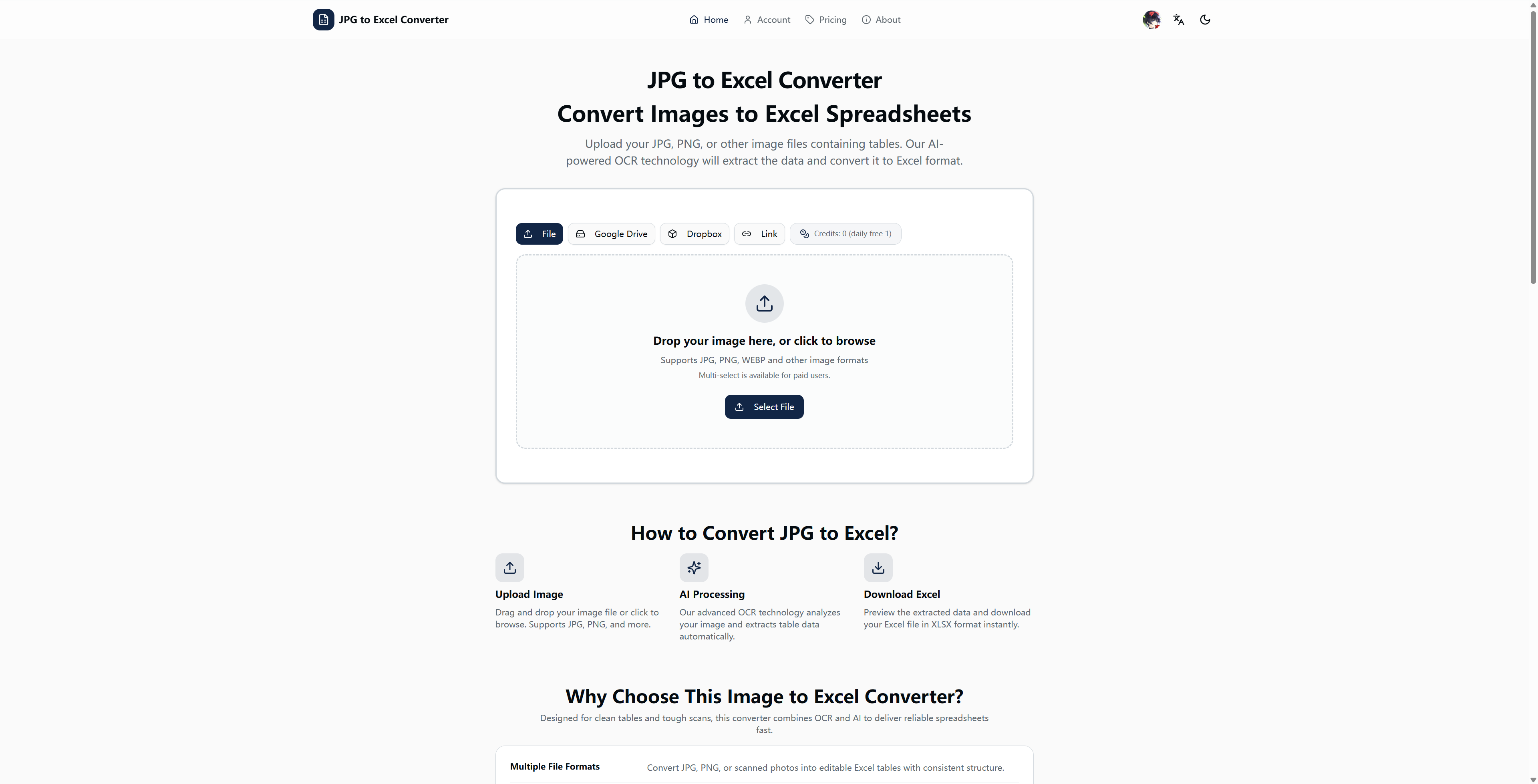 JPG To Excel Converter Screenshot