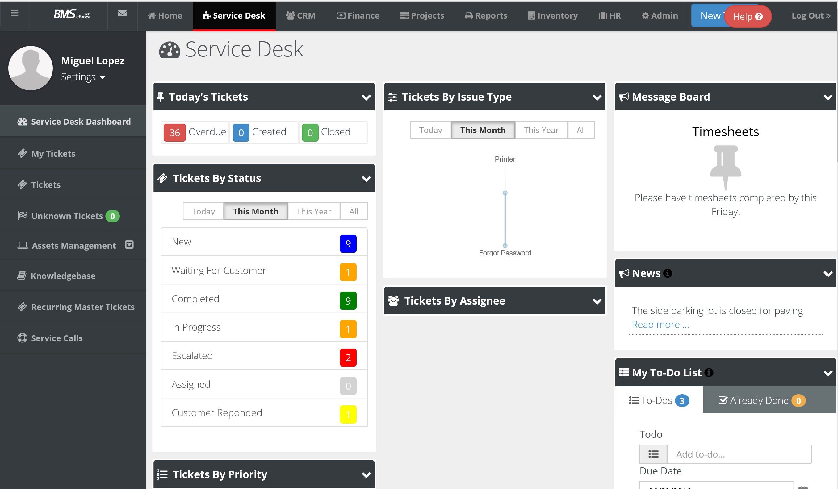 Kaseya BMS Screenshot
