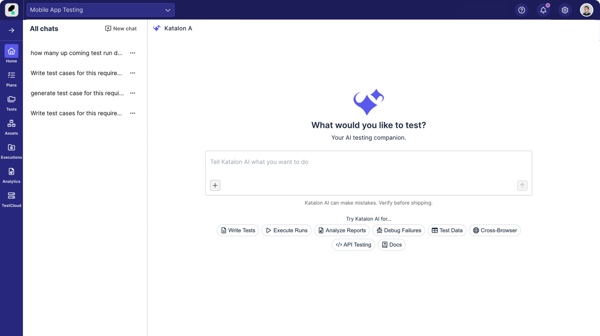Katalon Platform Screenshot