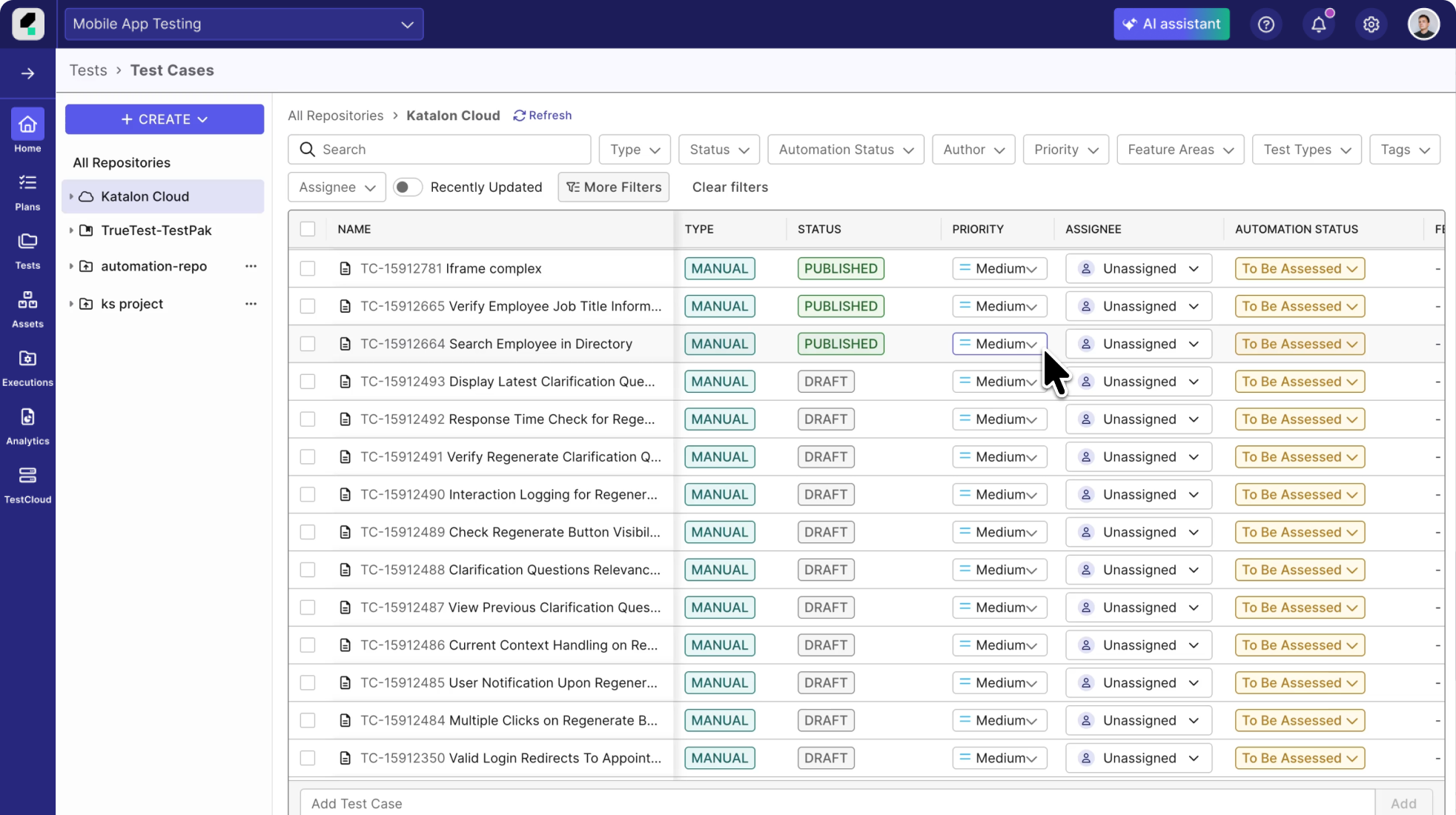 Katalon Platform Screenshot