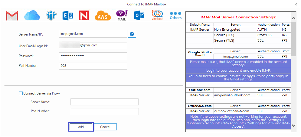 Kernel Gmail Backup Screenshot