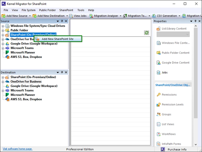 Kernel Migration for SharePoint Screenshot