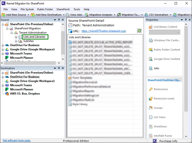 Kernel Migration for SharePoint Screenshot