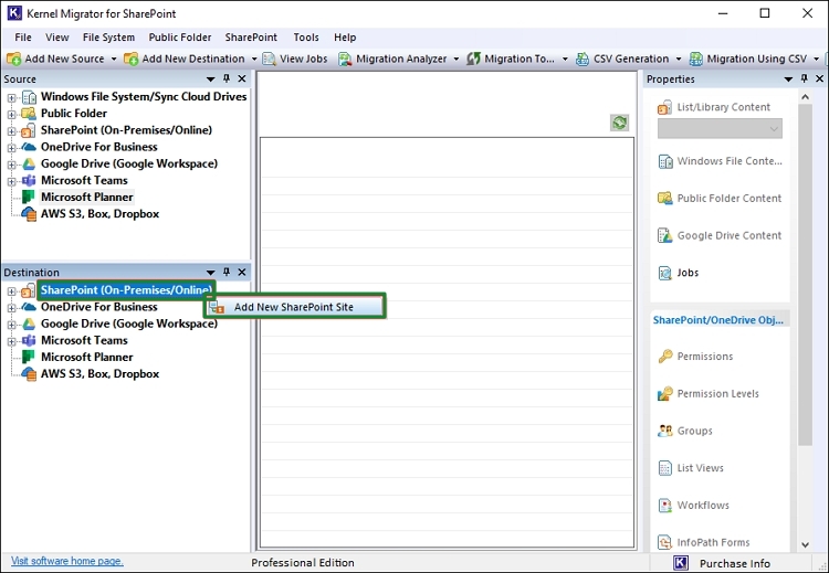Kernel Migration for SharePoint Screenshot