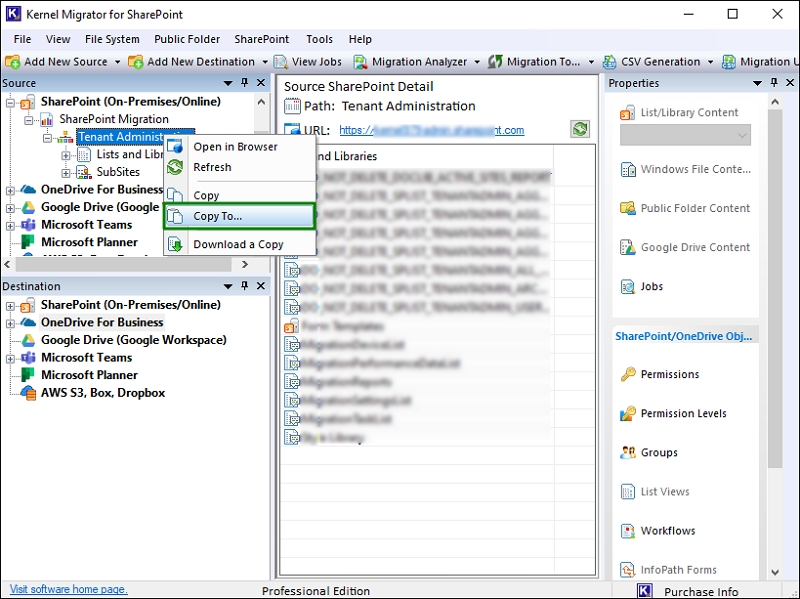 Kernel Migration for SharePoint Screenshot