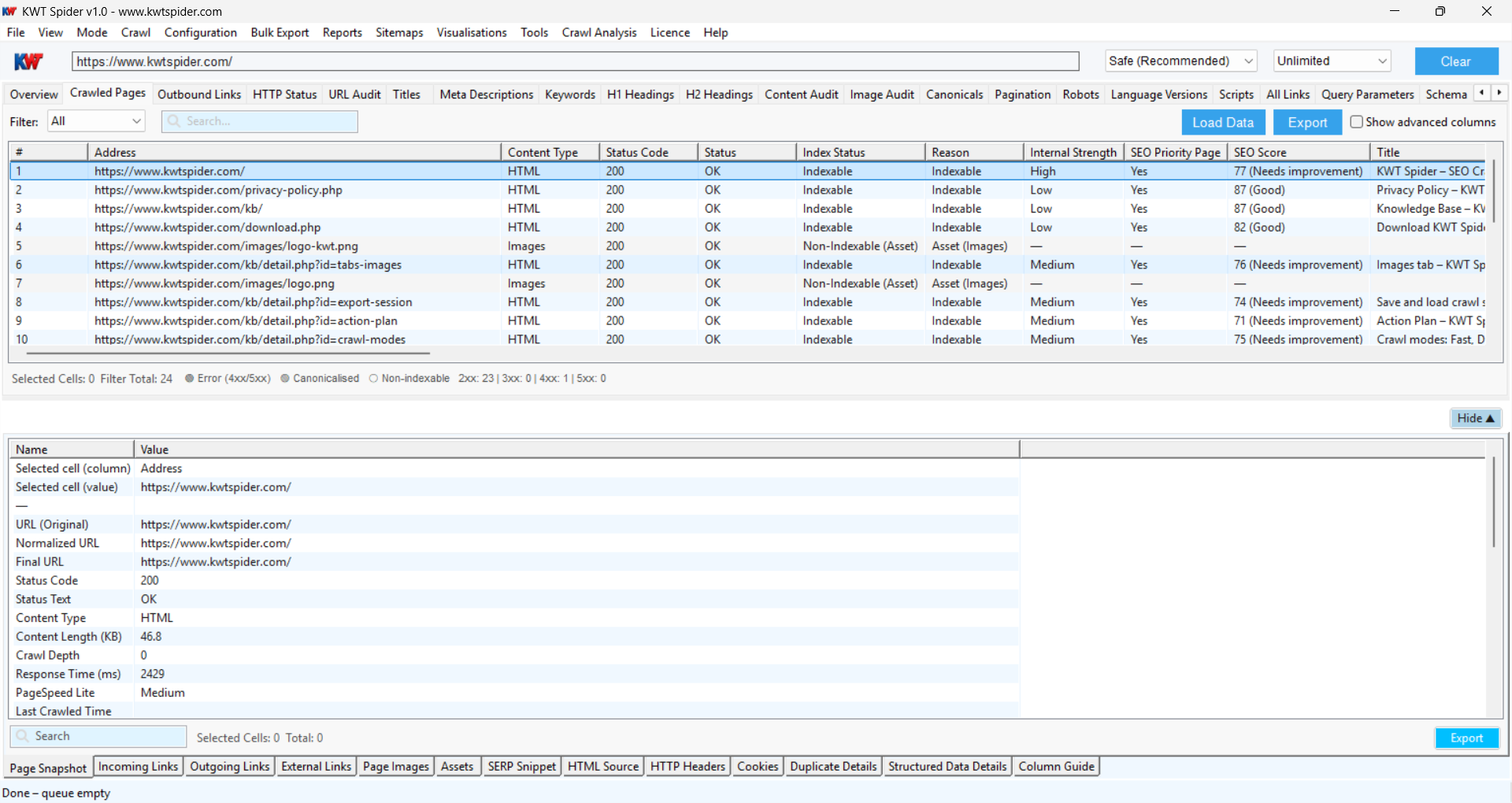 KWT Spider Screenshot
