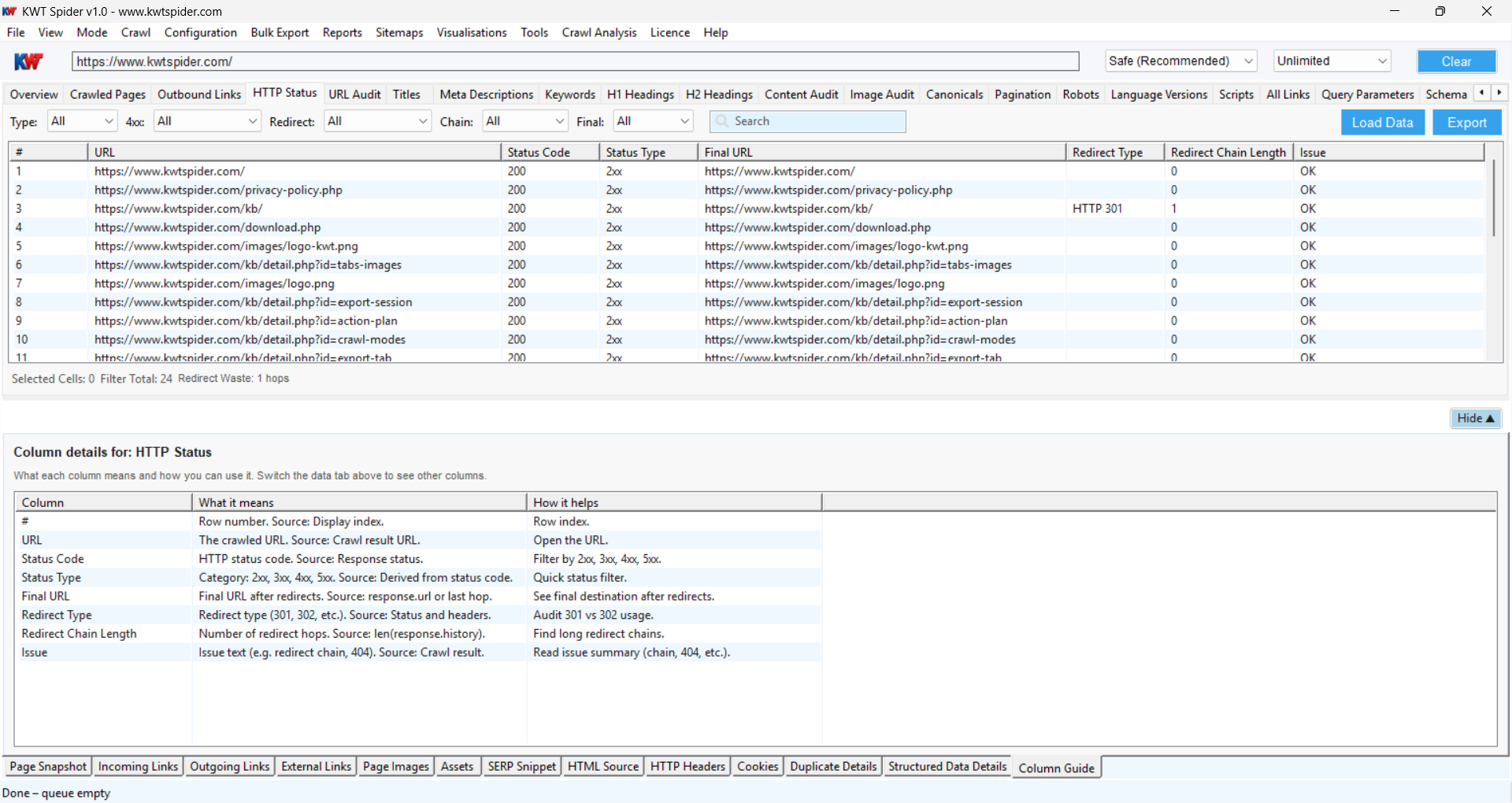 KWT Spider Screenshot