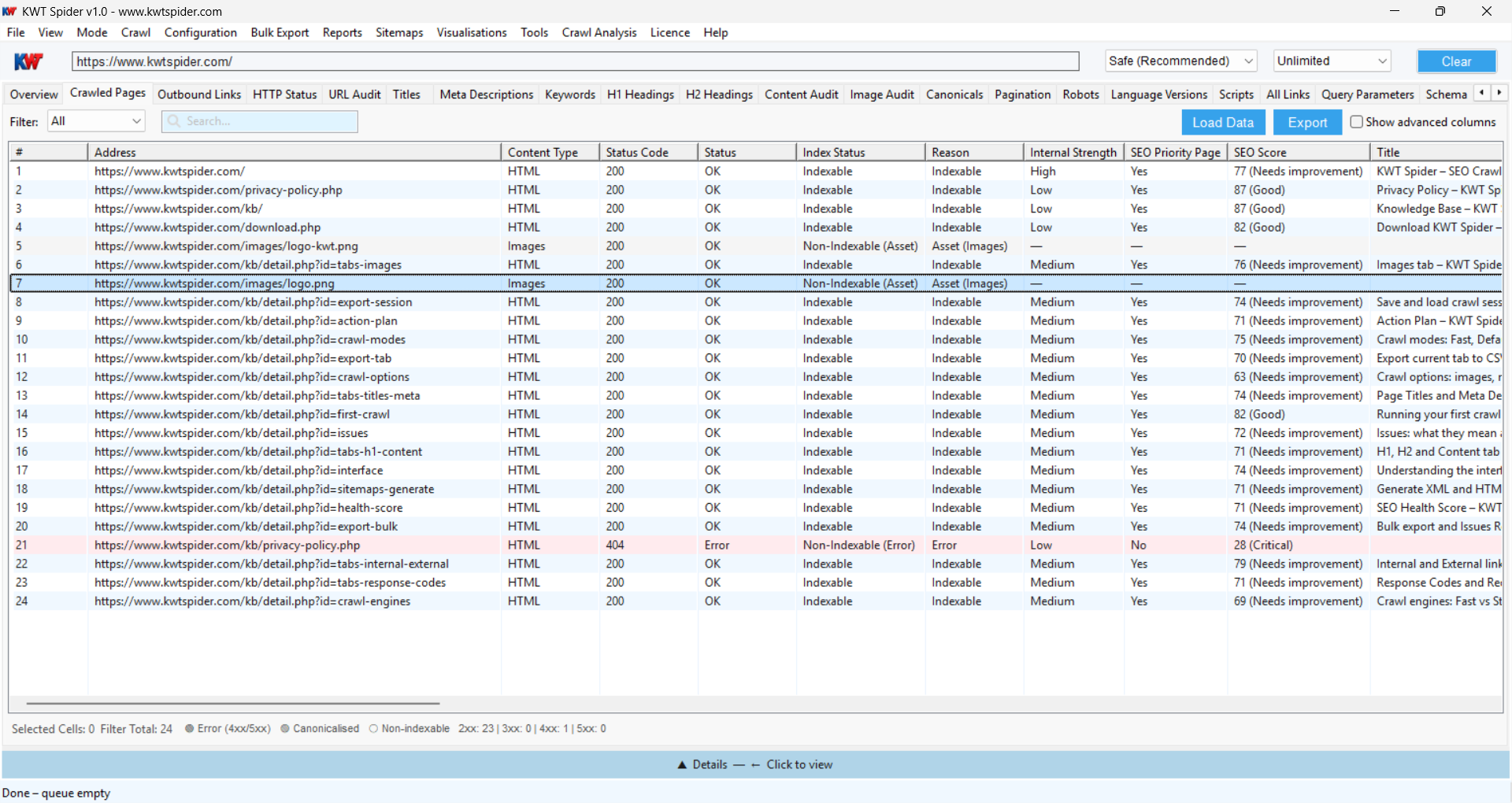 KWT Spider Screenshot