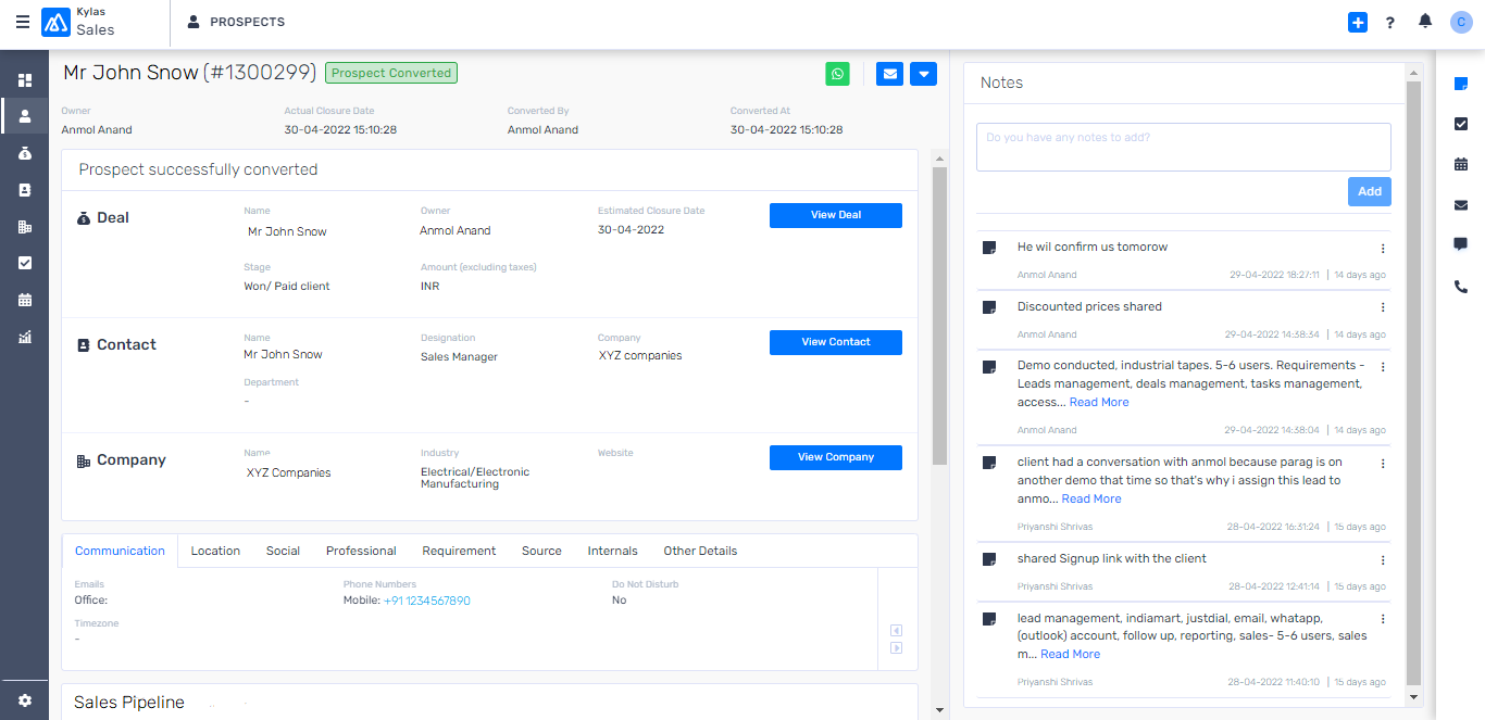 Kylas Sales CRM screenshot & Video