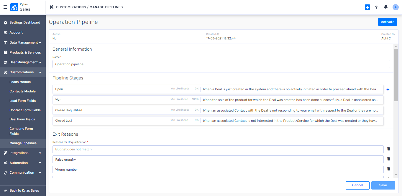 Kylas Sales CRM screenshot & Video