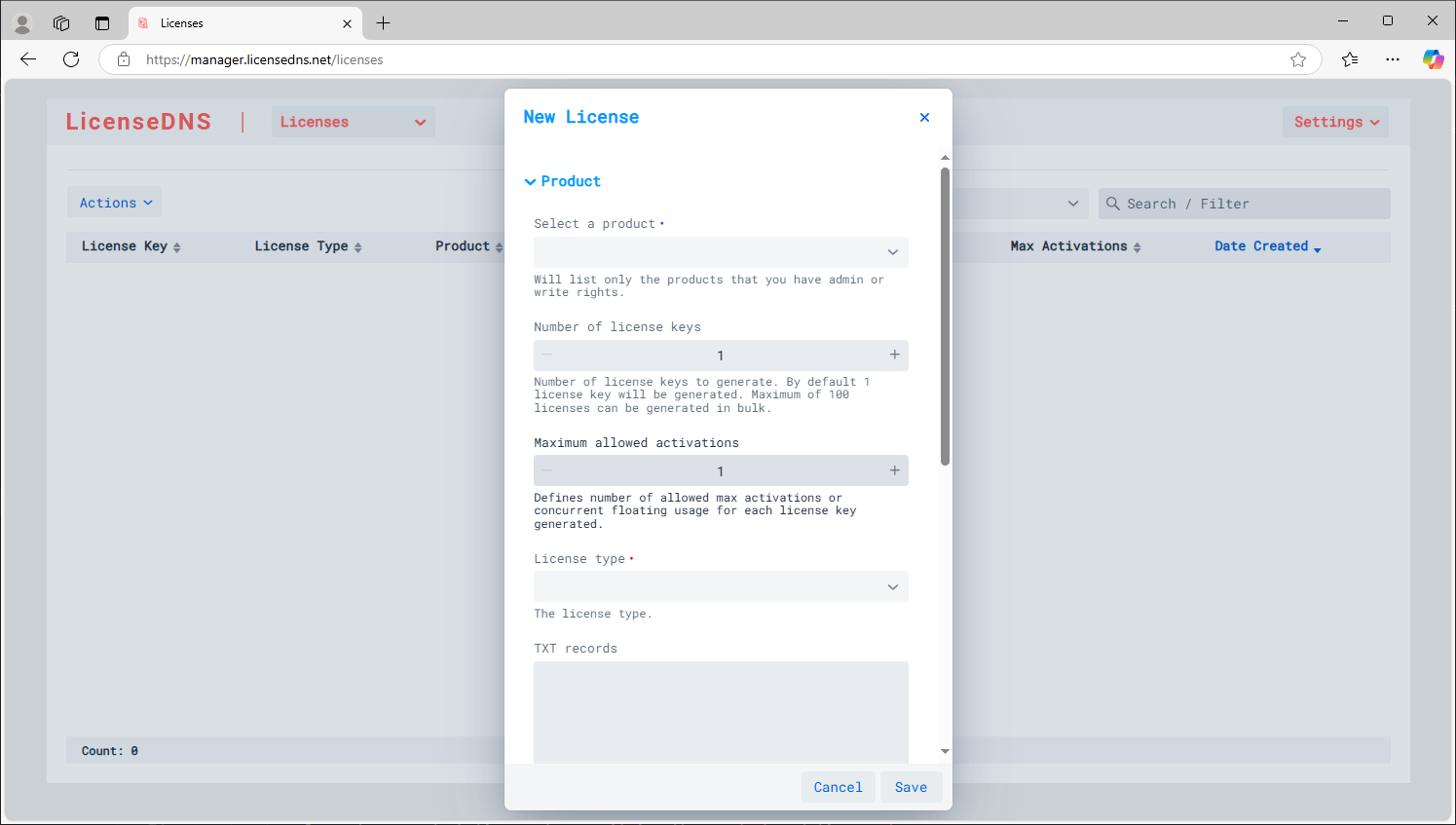 LicenseDNS Screenshot