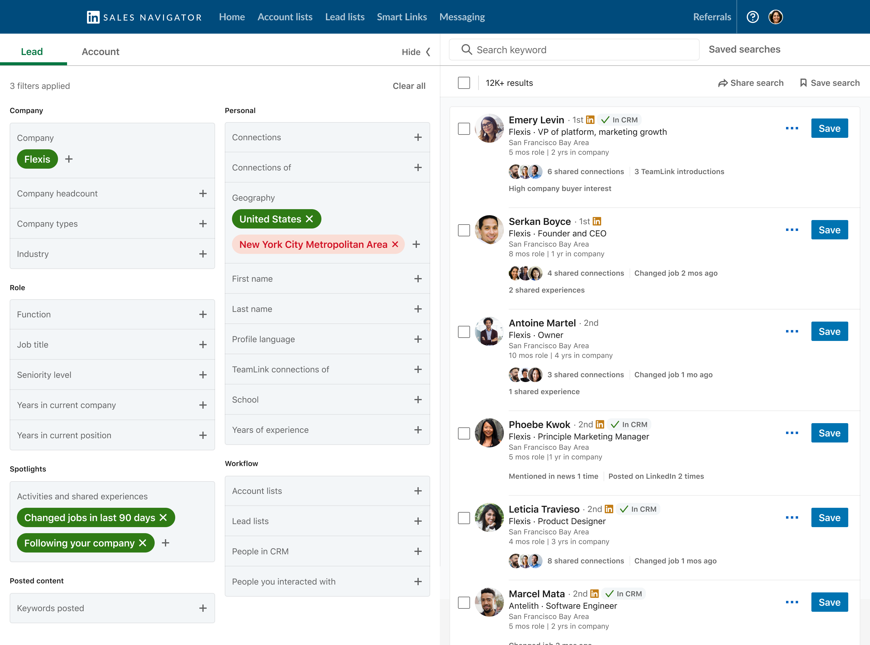 LinkedIn Sales Navigator Screenshot