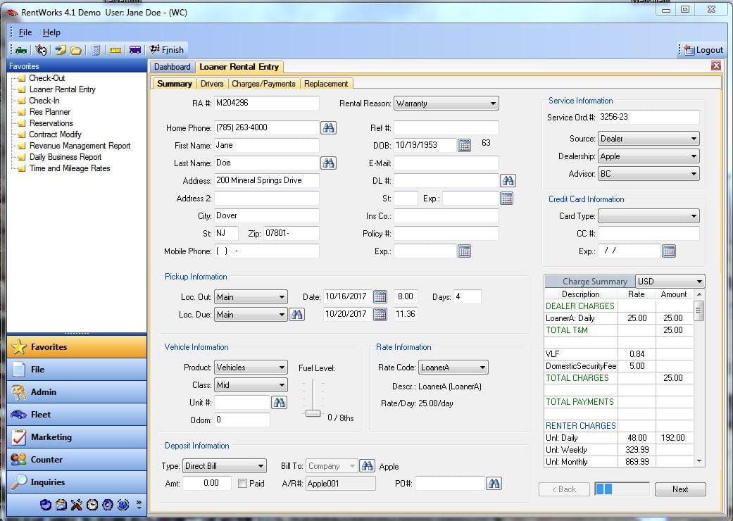 LoanerTrack Screenshot