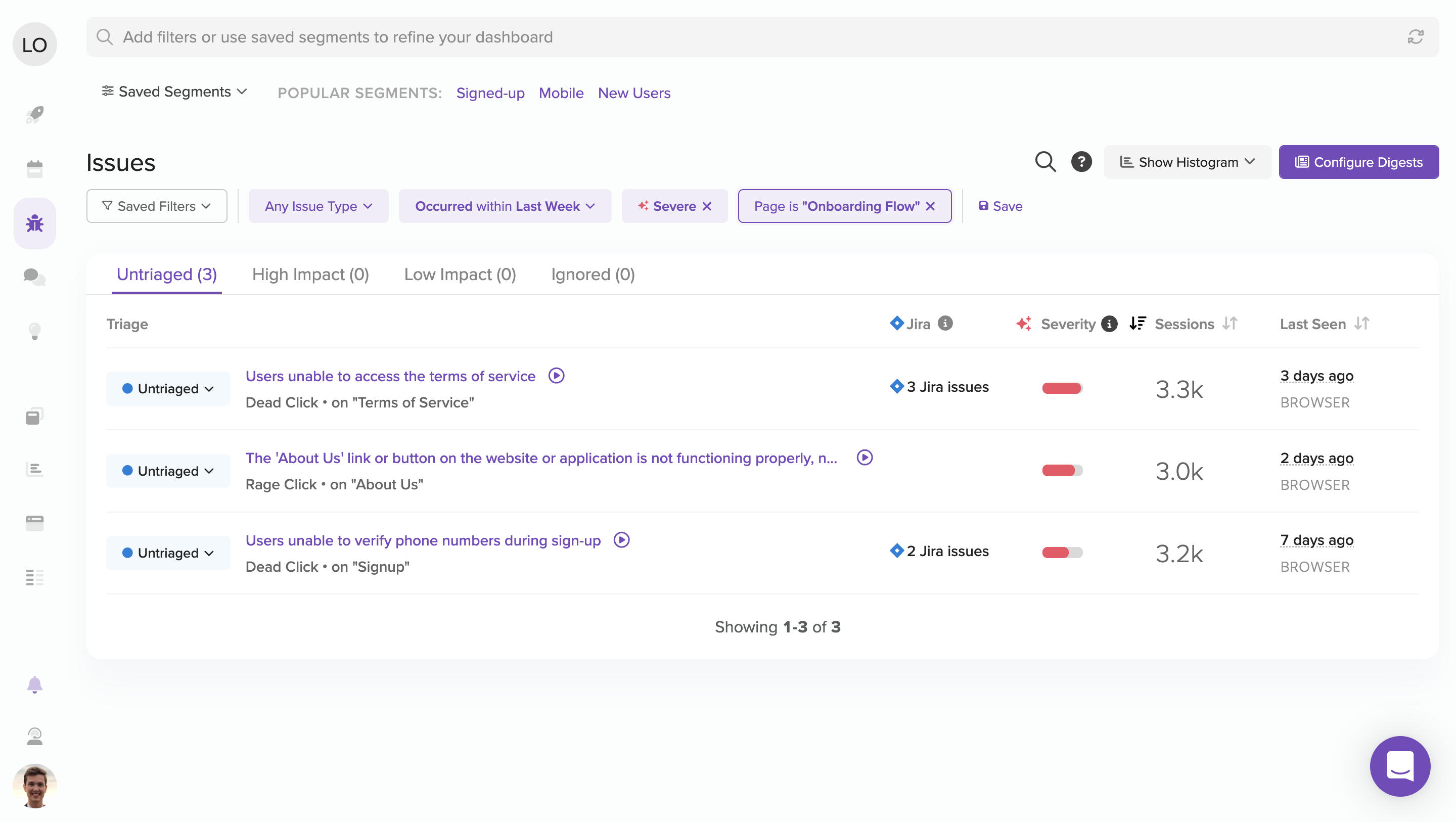 LogRocket Screenshot