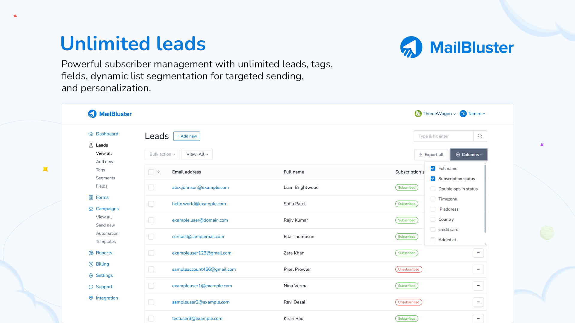 MailBluster Screenshot