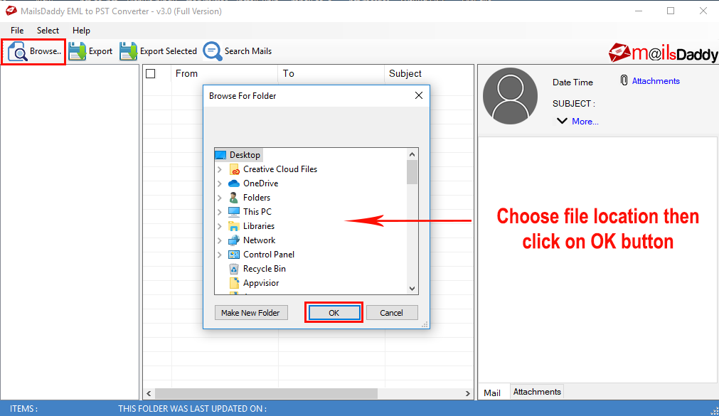 MailsDaddy EML to PST Converter Tool Screenshot