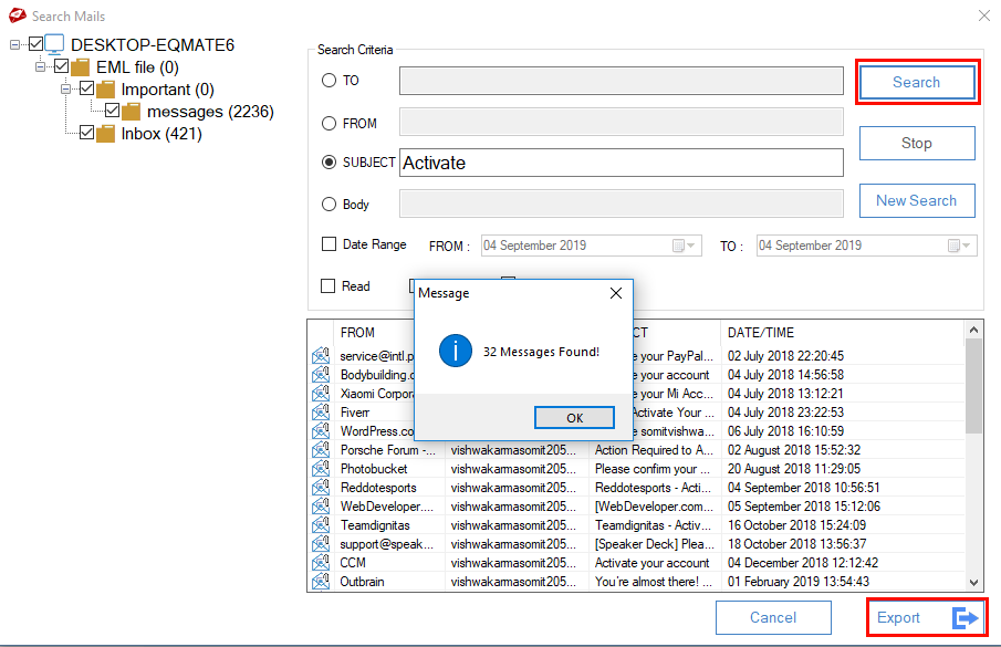MailsDaddy EML to PST Converter Tool Screenshot