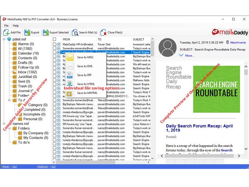 MailsDaddy NSF to PST Converter Screenshot