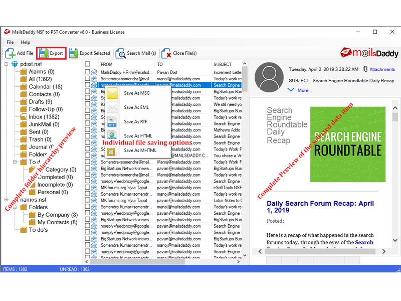 MailsDaddy NSF to PST Converter Screenshot