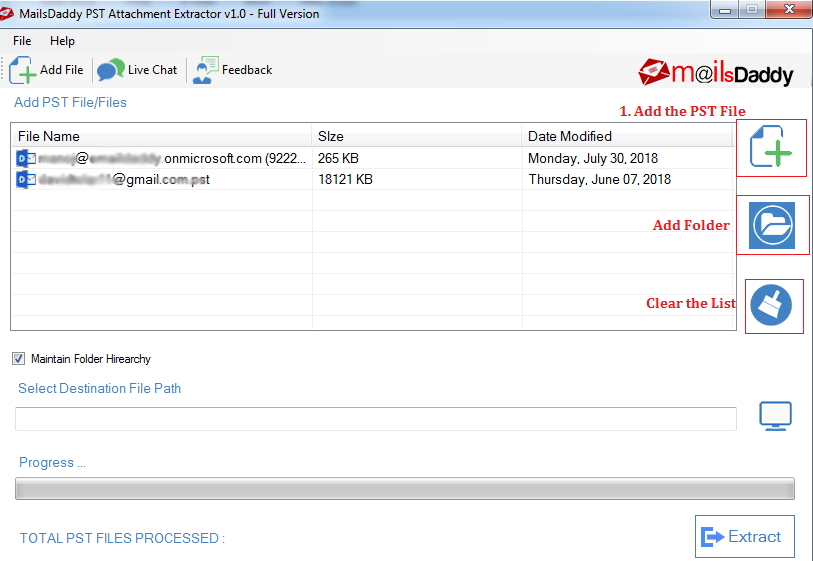 MailsDaddy PST Attachment Extractor Screenshot