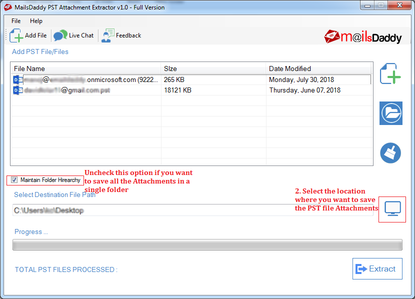 MailsDaddy PST Attachment Extractor Screenshot