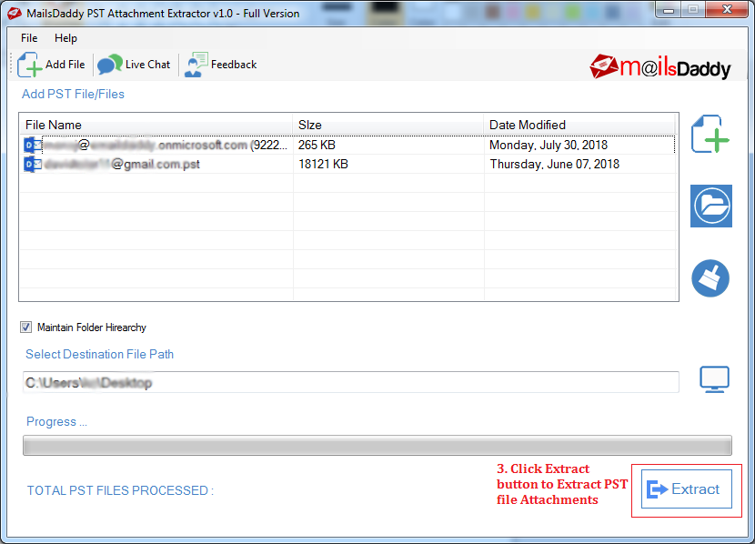 MailsDaddy PST Attachment Extractor Screenshot