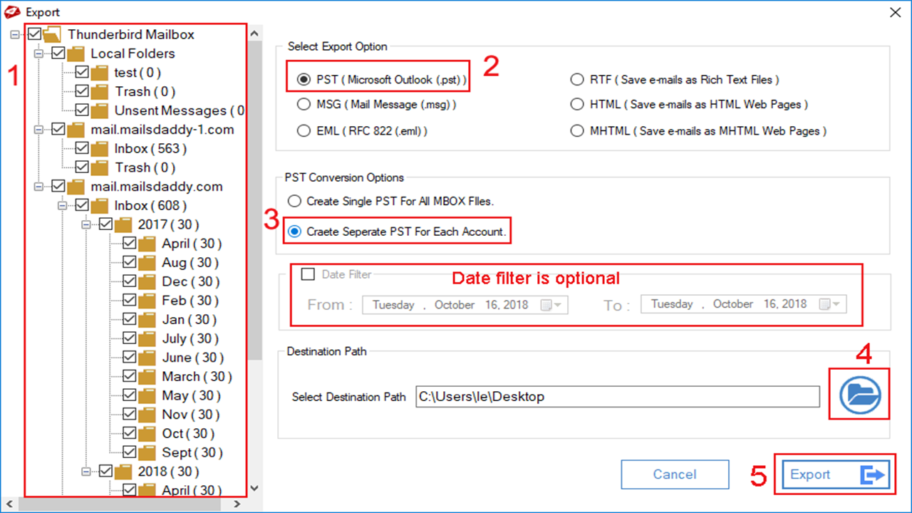 MailsDaddy Thunderbird to Outlook Converter Screenshot