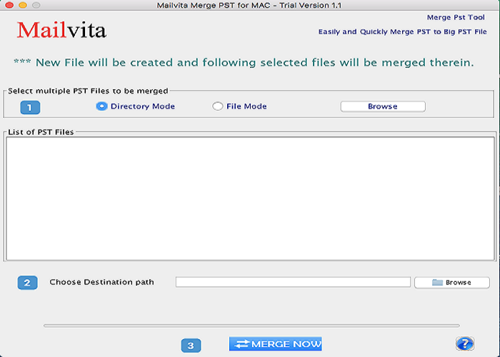 Mailvita Merge PST for Mac Software Screenshot