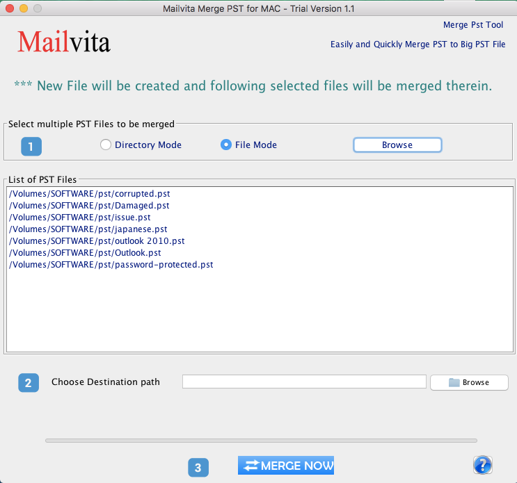 Mailvita Merge PST for Mac Software Screenshot