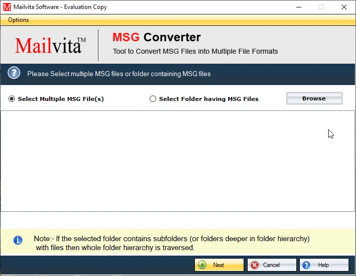 Mailvita MSG to MBOX Converter for Mac Software Screenshot